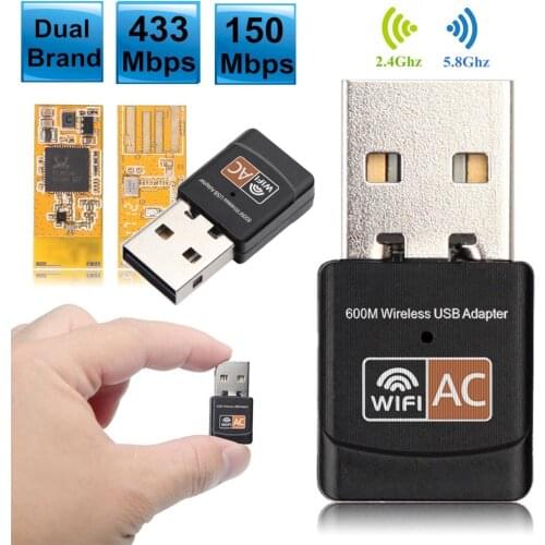 600Mbps Dual Band 2.4G / 5G Hz Wireless Lan USB PC WiFi Adapter 802.11AC