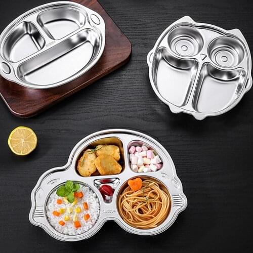 80%HOTDinner Plate Eco-friendly Rust-proof Stainless Steel Separate Baby Food Plate for Home