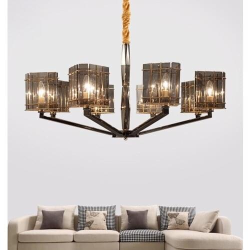 Mediterranean Nordic Luxury Black Glass Lampshade LED Round Chandelier Lamp 3/6/8/9 Lights Light Fixture Kit Home Decor Lighting