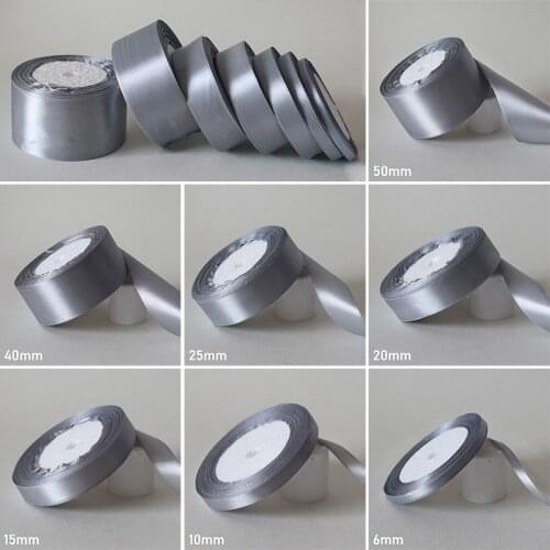 25Yards/ 6mm-50mm Silver Satin Ribbon DIY Material For Prom Party Decoration Wedding Gift Box Packaging Accessories D7