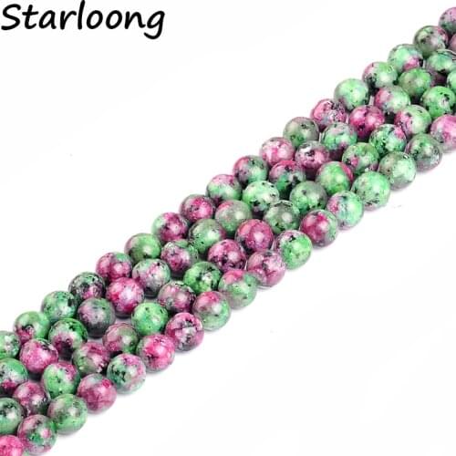 High quality natural stone red Green stone round loose ball Beads 15" Strand 4 6 8 10 12 14MM DIY Jewelry Making bracelet