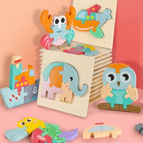 Wooden Matching Jigsaw Puzzles Learning for Baby Children Kids
