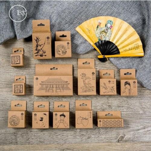 1pc Chinese Palace Series Wooden Rubber Stamp for Kids DIY Handmade Scrapbooking Stationery,Photo Album,Diary Book Decoration