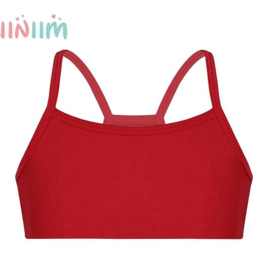 Kids Girls Stretchy Solid Color Dancing Tanks Bra Tops Crop Top for Ballet Dance Stage Performance Gymnastics Leotard Tops