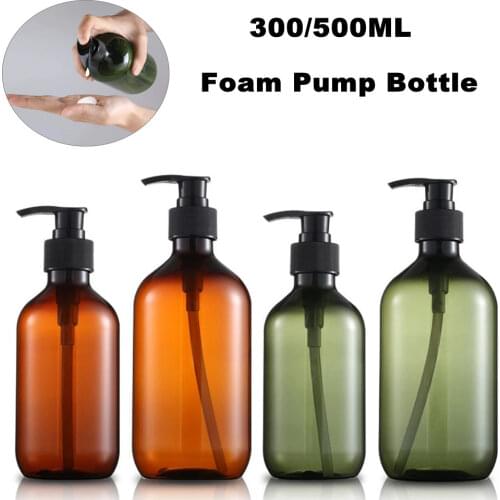 300/500ML Bathroom Soap Dispensers Amber Shampoo Air Lotion Container Press Foam Pump Bottle for Bath Soap Gel and Cosmetics