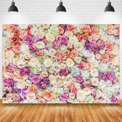 Flowers Wall Rose Baby Shower Birthday Party Wedding Loves Photo Backdrop Studio Photography Background For Photophone Photozone