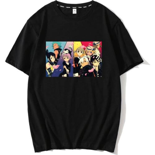 Japan Anime Soul Eater Black Print Men Tshirt Tees Summer T Shirt Fashion Fitness Short Sleeve T-shirt Casual Streetwear