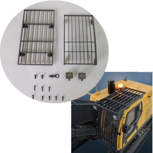Rc Excavator JDM Toys Model Drive Cab Metal Guard Safe Net + Spot Lights Set For 1/12 Scale Remote Control Hydraulic Excavator
