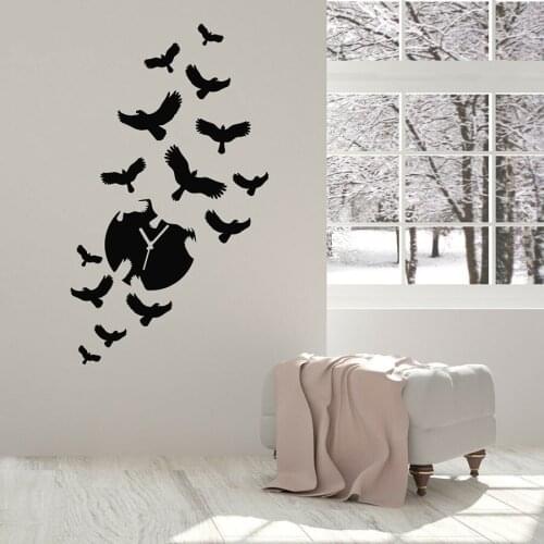 Art Creative Wall Decal Time Clock Birds Home Interior Decor for Living Room Bedroom Nursery Window Vinyl Stickers Mural M972