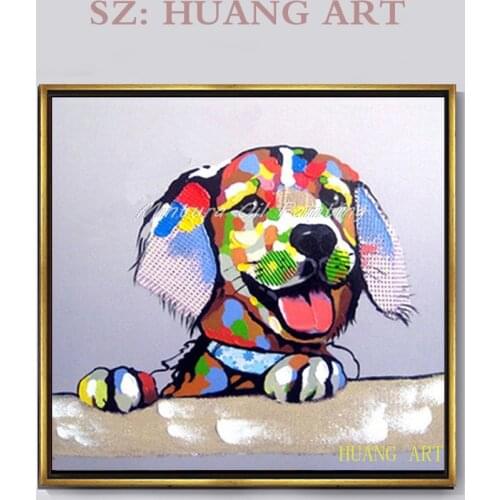Dog paintings on children room brightly colored animal oil painting world of modern art in various gray hotel lobby sof