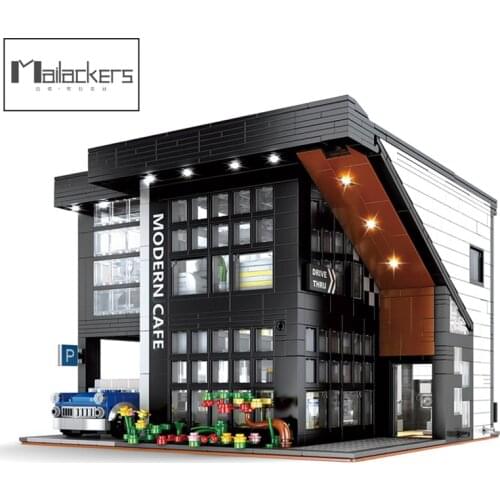 Mailackers City Buildings Classic Coffee House Corner Shop Architecture Building Blocks City Street View Store Bricks Kids Toys