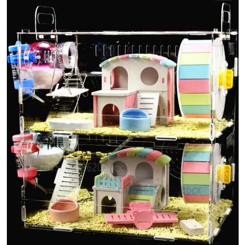 Hamster Cage Golden Silk Bear Double-layer Super Transparent Villa Big Castle Hamster Package Toy Supplies