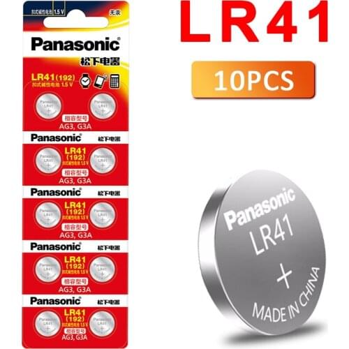 10pcs LR41 Button Cell Batteries Panasonic 100% Original SR41 AG3 G3A L736 192 392A Zn/MnO2 1.5V Lithium Coin Batteries