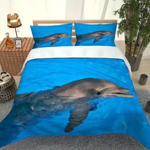 Dolphin Bay Lovers 3D Digital Printing Soft quilt cover Duvet Cover Set Twin Full Queen King Size Home TextileIn Bedding Set