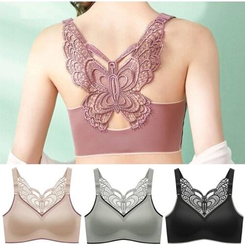 Butterfly Beautiful Back Latex Underwear No Trace Sports Bra No Steel Ring Lace Tube Top Gathering Vest-style Bra Sports Bras