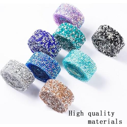 80cm Rhinestone Tape Trim/Self-Adhesive Crystal Rhinestone Ribbon Trimming Banding Belt Wrap Roll for DIY Shoes Banding Garment
