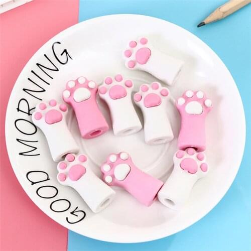 1PC Kawaii Rubber Cat Paw Cat Claw Pen Pencil Cap Eraser Stationery Rubber Pencil Grip for Kids Child Pencil Topper