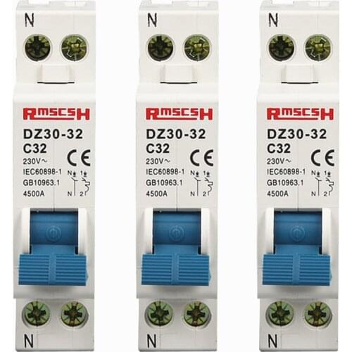 Mini Circuit breaker DPN DZ30-32 1P+N 10A 16A 20A 25A 32A 220V 230V 50HZ 60HZ Circuit Breaker DIN RAIL RCBO