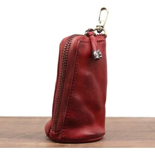 TopFight Genuine Leather Mini Wallet Card Key Holder Zip Coin Purse Floral Pendant Clutch Bag Women Housekeepers Purse Walllet