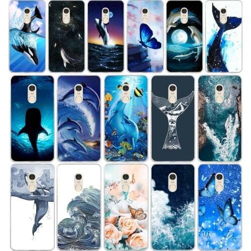 77AA Whale Fish Wave Sea gift Soft Silicone Tpu Cover phone Case for Xiaomi Redmi 4A 4x Note 4 4x case