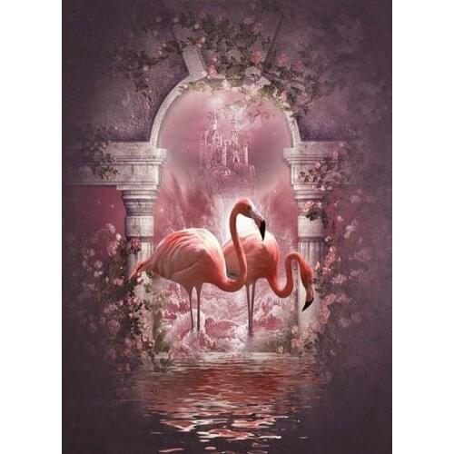 JMINE Div 5D flamingo Castle door flower river Full Diamond Painting cross stitch kits art Animal 3D paint by diamonds