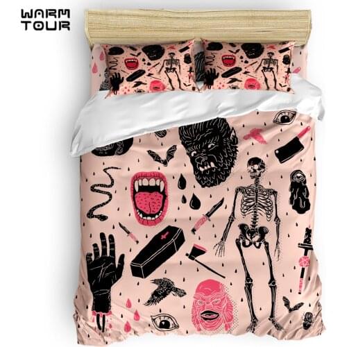 WARMTOUR Duvet Cover Whole Lotta Horror Duvet Cover Set 4 Piece Bedding Set For Beds DHL Shipping Method