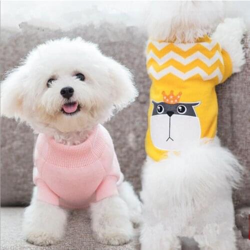 New Pet Dog Clothes Winter Warm Cartoon cute knit sweater Coat For Small Dogs Cat Teddy Bichon Cat Costume