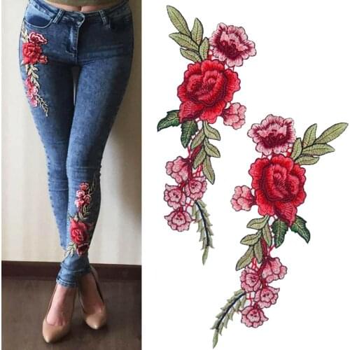 New Floral Roses Butterfly Flowers Embroidery Iron On Patches Applique Sew Badge Craft Embroidered DIY For Clothes Trousers