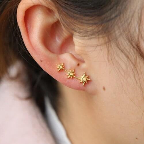 New arrived 2018 christmas gift Geometry Star Stud Earrings for Women sun burst Star Fashion Jewelry Earring Accessories