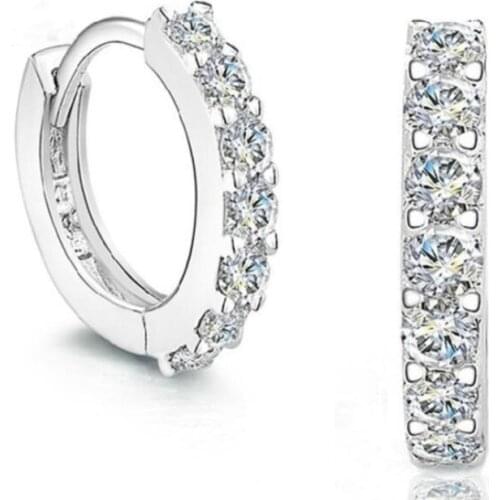 New Temperament Fashion 925 Sterling Silver Jewelry Single Row Of Crystal High-quality Exquisite Gift Dangle Earrings SE309