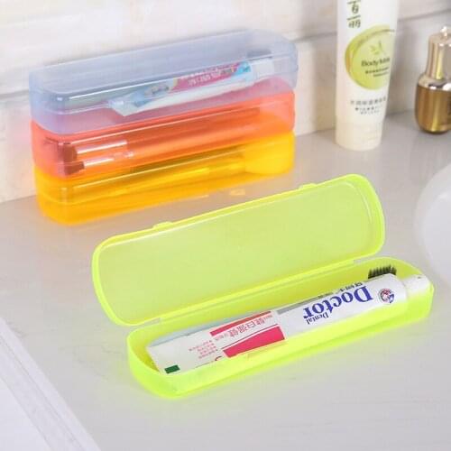 New Candy Color Toothbrush Box Portable Transparent Toothbrush Toothpaste Storage Box Travel Toothbrush Toothpaste Holders