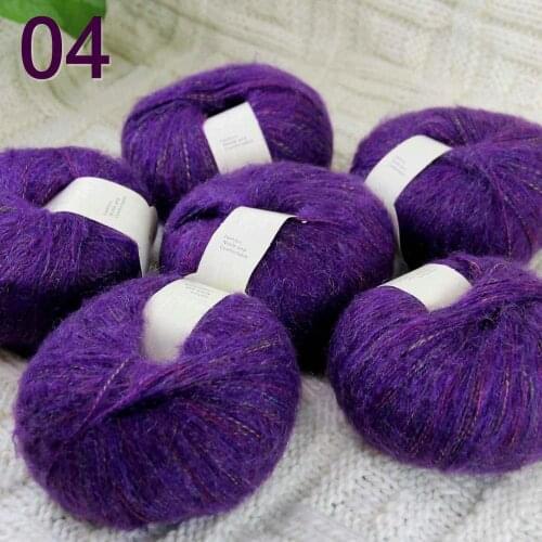 NEW Luxurious Soft 6balls*50g Crocheting & Knitting MOHAIR wool hand Yarn Knitting 04 Rainbow Amethyst