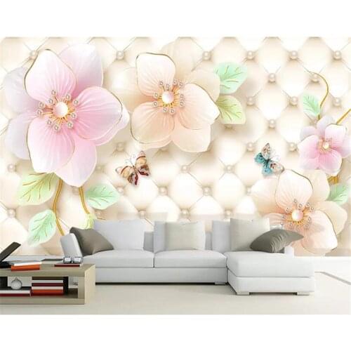 Beibehang Custom wallpaper mural 3D embossed jewelry flower butterfly European TV background wall painting 3d wallpaper behang