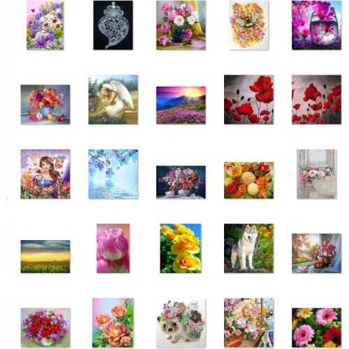 Flowers hoop 19 cross stitch kit people 18ct 14ct UNprinting11ct count print canvas stitches embroidery DIY handmade needlework
