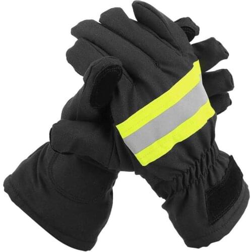 1 Pair Flame Retardant Firefighting Gloves Heat-Resistant Waterproof Breathable Firefighter Hand Protection Cover Cold Weather
