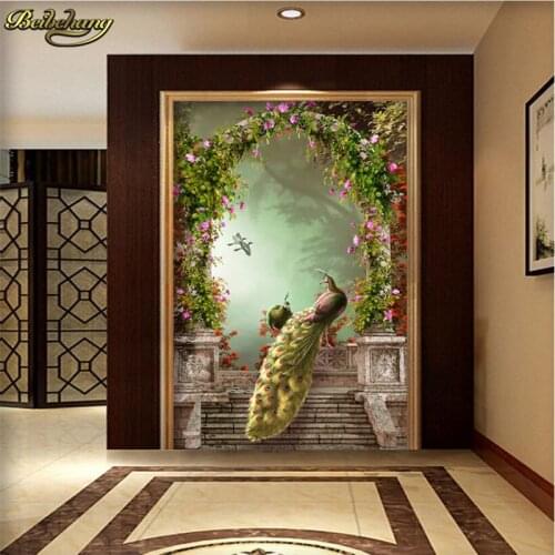Beibehang Custom Peacock Roman column Photo Wall Paper roll 3D Large Mural Wallpaper Living Room TV Background Wall Decoration