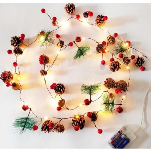 Christmas Pine Cones String Light Warm White Vintage Bulbs Christmas Tree Ornaments Party Wedding Hanging Lights