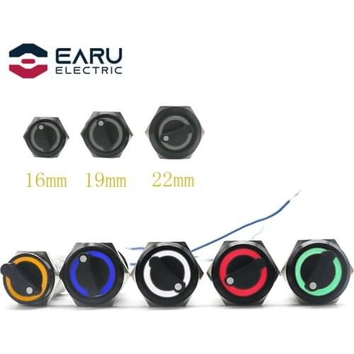 Self-return Momentary Self-locking Fixation Waterproof DPDT Illuminated Metal Selector Knob Rotary Switch 2 3 Position LED Lamp