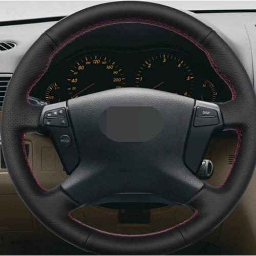HKOADE DIY Hand-sewing Fashion Non-slip Black Hige Soft Faux Leather Car Steering Wheel Cover for Toyota Avensis 2003-2007