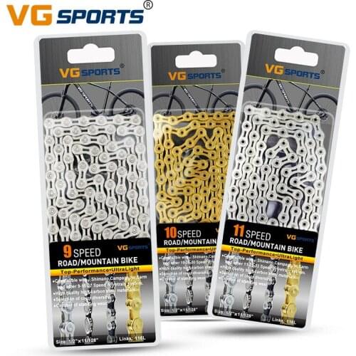 VG Sports MTB Road Bicycle 8 9 10 11 Speed Bike Chain 116 Links 1/2*11/128in Half Full Hollow High Alloy Steel