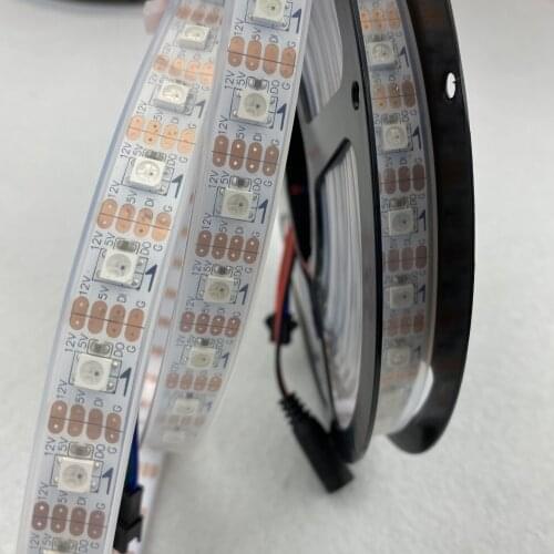 5m DC12V INK1003 led pixel strip,IP68,60pcs1002led(5050 RGB with built-in INK1003 IC)/M with 60pixels;white PCB, in silicon tube