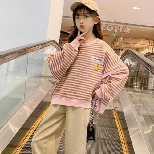 Girls' Hoodies Sweatshirts Babys Kids Coat 2021 Stripe Spring Autumn Top Toddler Pullover Beach Overcoat Outdoor Cotton Childre