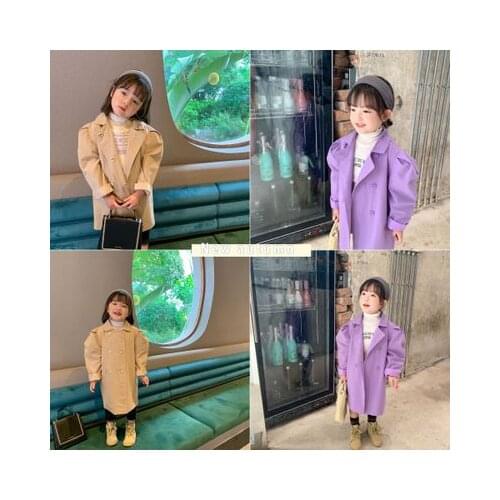 Baby Girls Trench Coats Jacket 2020 Autumn Winter New Childrens Girls Solid Long Windbreaker Princess Coats Trench Outwear
