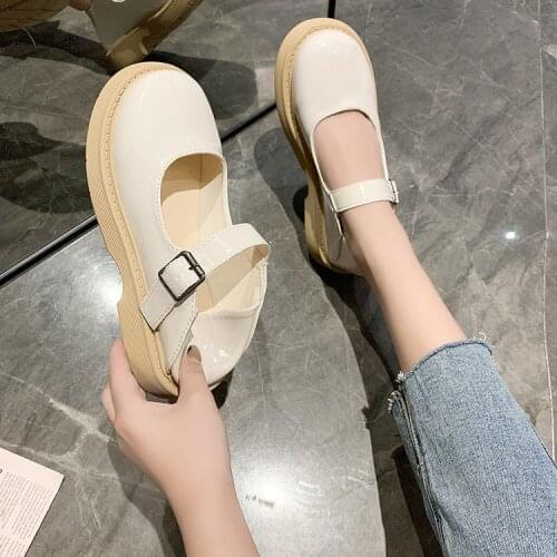 Womens shoes fall clogs platform low-heeled Oxford shallow mouth casual womens sports shoes round toe flat shoes fall crawl