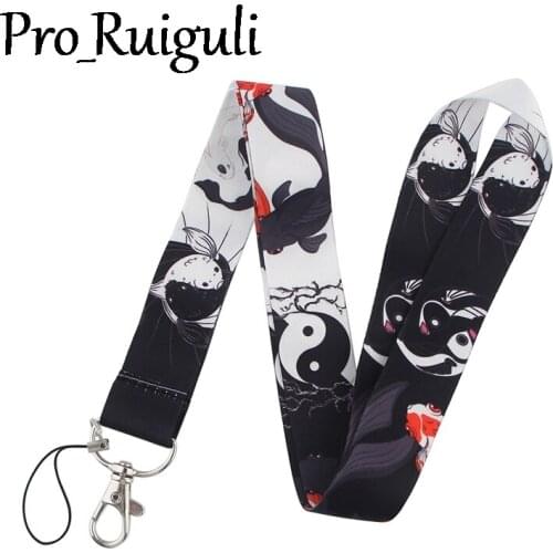 Chinese style lucky charm Eight trigrams Funny art Lanyard Neck Key Strap for Phone Keys ID Card Cartoon webbings ribbons