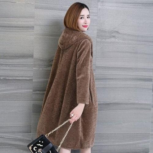 High quality Women Autumn Hooded warm thick Wool Trench coat Female long Parkas manteau femme LX1946