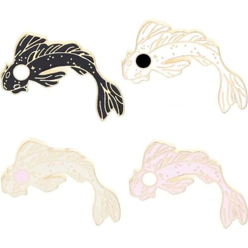 High Quality Cute Pink White Brocade Carp Black and White Tai Chi Brooch Drop Badge Jewelry Good Friend Gift Brooch Wholesale