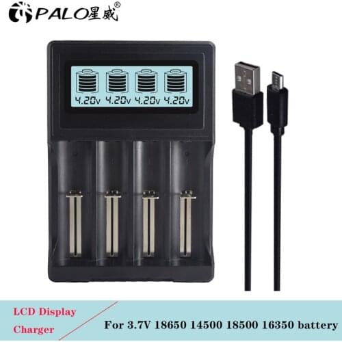 PALO 4 slots LCD Display 18650 battery Charger for 18650 14500 18500 16350 battery 3.7V series lithium ion battery charging