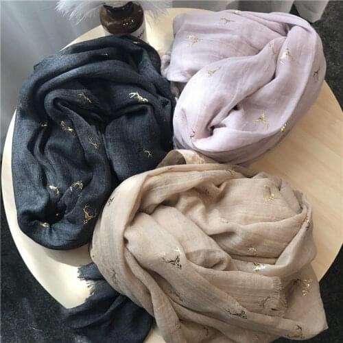 Natural design women scarf deer pattern shawl fringe soft scarfs fashion pashmina bandana wraps shawls hot stampting 10pcs/lot