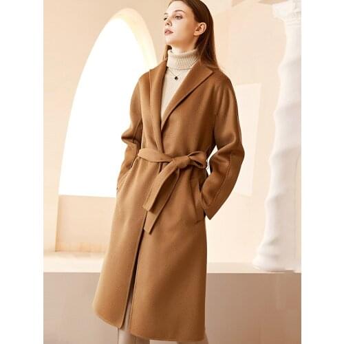 Water ripple double-sided cashmere coat womens new loose high-end wool womens temperament coat in autumn and winter 2021